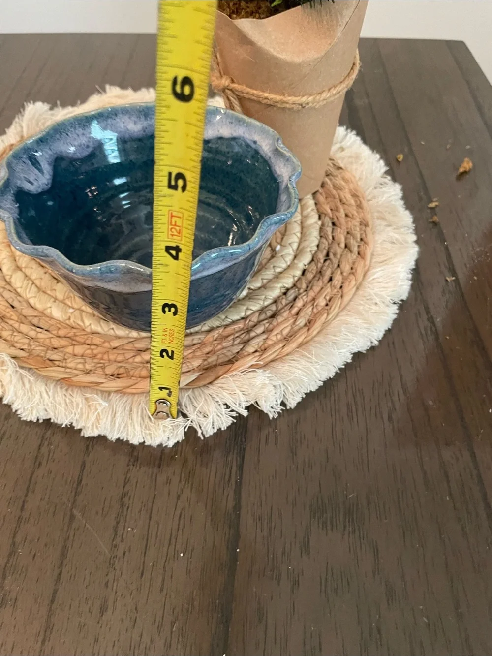 Glazed Ceramic Decorative Bowl in Deep Teal Blue